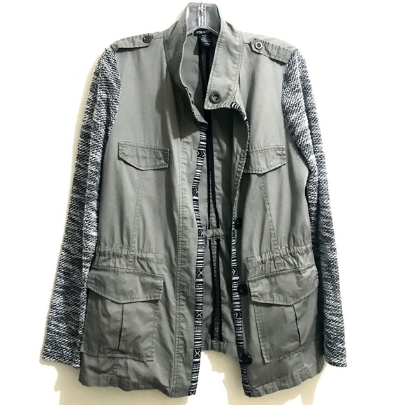 SLOOSH  Khaki Lightweight Safari Jacket w/ Knit Sleeves - Picture 3 of 15